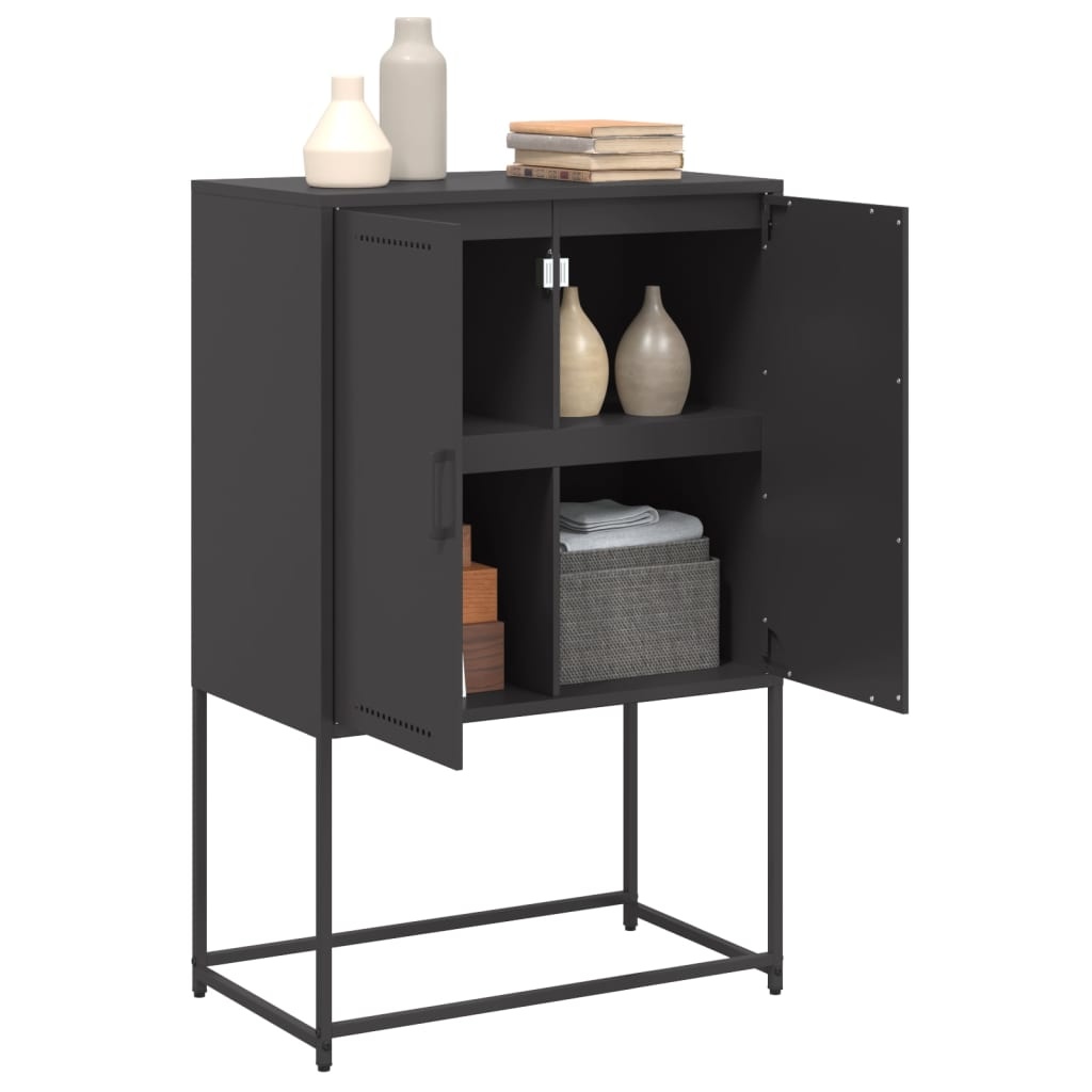 VidaXL Hoge kast 68,5x38,5x107 cm staal zwart
