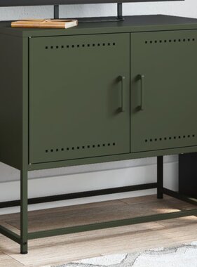 VidaXL Tv-meubel 68,5x39x60,5 cm staal olijfgroen