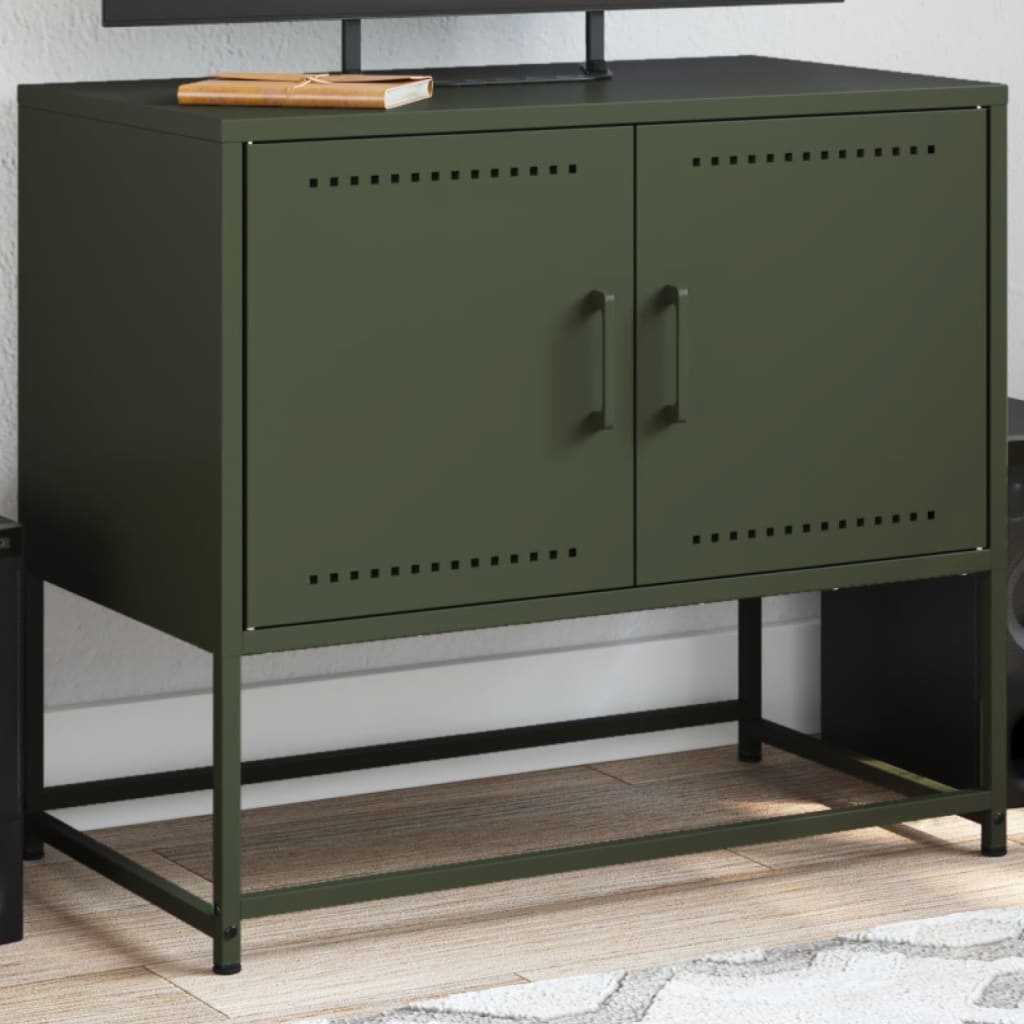 VidaXL Tv-meubel 68,5x39x60,5 cm staal olijfgroen