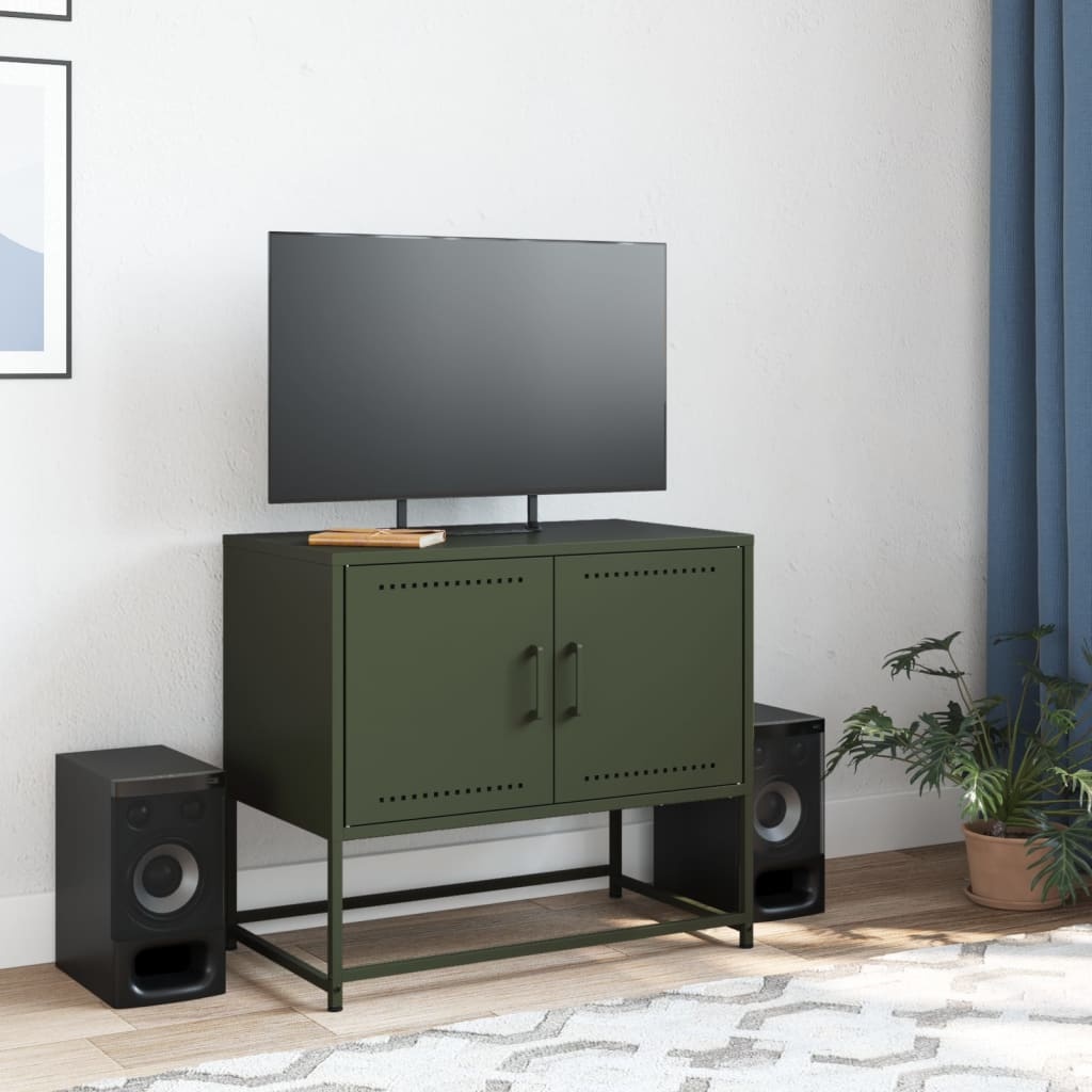 VidaXL Tv-meubel 68,5x39x60,5 cm staal olijfgroen