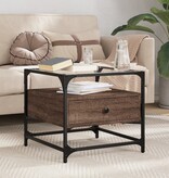 VidaXL Salontafel met glazen blad 50x50x45 cm bruineiken staal