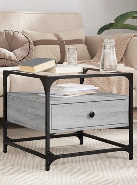 VidaXL Salontafel met glazen blad 50x50x45 cm staal