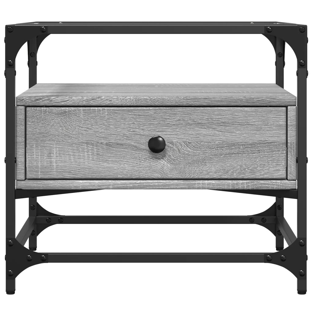 VidaXL Salontafel met glazen blad 50x50x45 cm staal