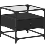 VidaXL Salontafel met zwart glazen blad 50x50x45 cm staal