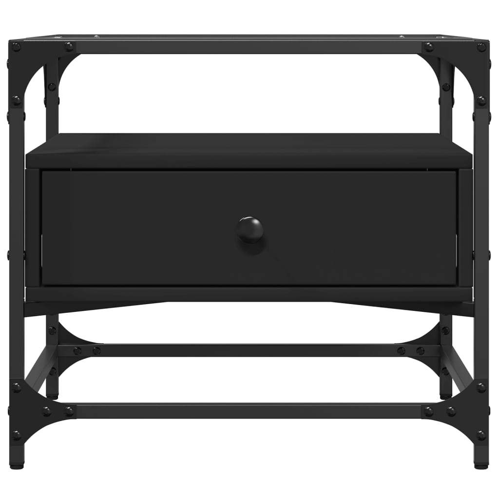 VidaXL Salontafel met zwart glazen blad 50x50x45 cm staal