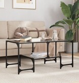 VidaXL Salontafel met zwart glazen blad 98,5x50x45 cm staal