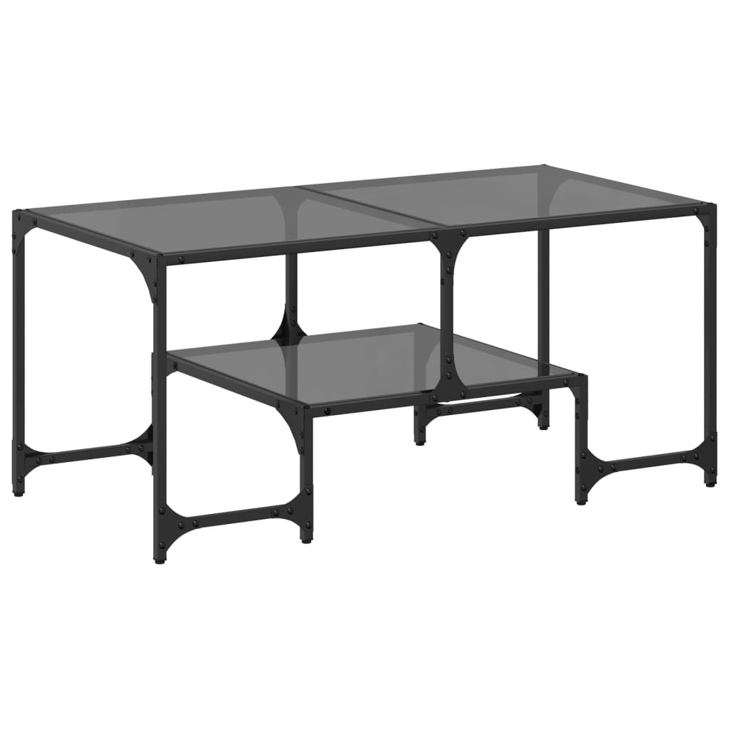 VidaXL Salontafel met zwart glazen blad 98,5x50x45 cm staal
