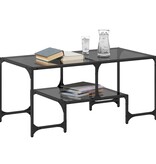 VidaXL Salontafel met zwart glazen blad 98,5x50x45 cm staal