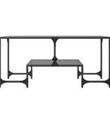 VidaXL Salontafel met zwart glazen blad 98,5x50x45 cm staal