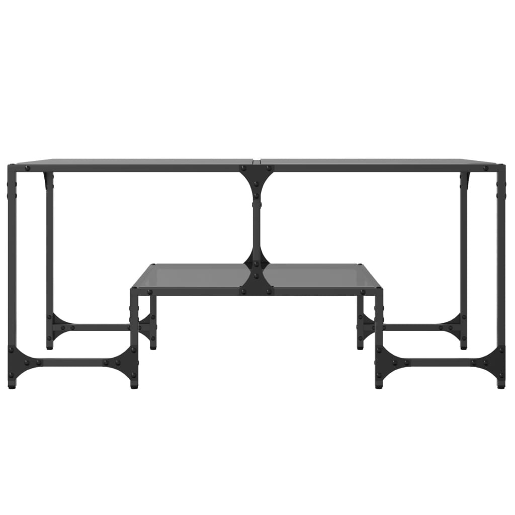 VidaXL Salontafel met zwart glazen blad 98,5x50x45 cm staal