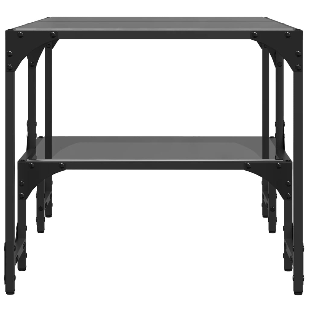 VidaXL Salontafel met zwart glazen blad 98,5x50x45 cm staal