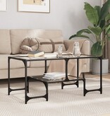 VidaXL Salontafel met transparant glazen blad 98,5x50x45 cm staal