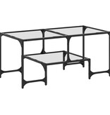 VidaXL Salontafel met transparant glazen blad 98,5x50x45 cm staal