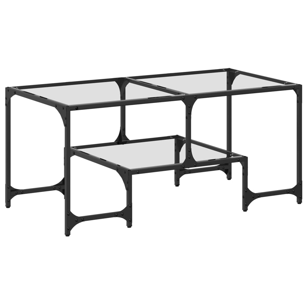 VidaXL Salontafel met transparant glazen blad 98,5x50x45 cm staal