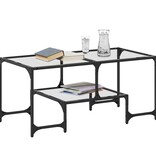 VidaXL Salontafel met transparant glazen blad 98,5x50x45 cm staal