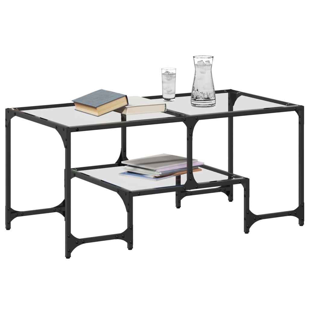 VidaXL Salontafel met transparant glazen blad 98,5x50x45 cm staal