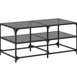 VidaXL Salontafel met zwart glazen blad 98,5x50x45 cm staal