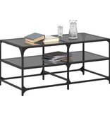 VidaXL Salontafel met zwart glazen blad 98,5x50x45 cm staal