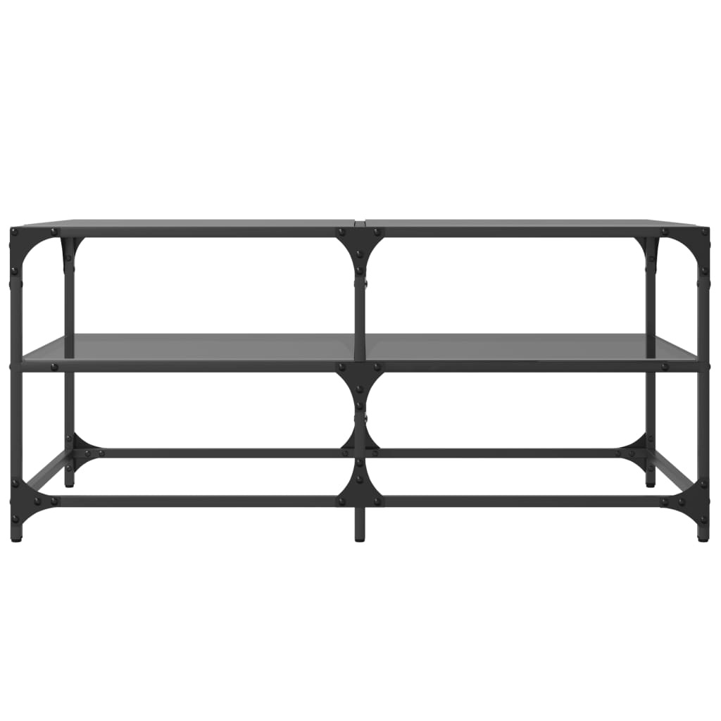 VidaXL Salontafel met zwart glazen blad 98,5x50x45 cm staal