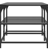 VidaXL Salontafel met zwart glazen blad 98,5x50x45 cm staal
