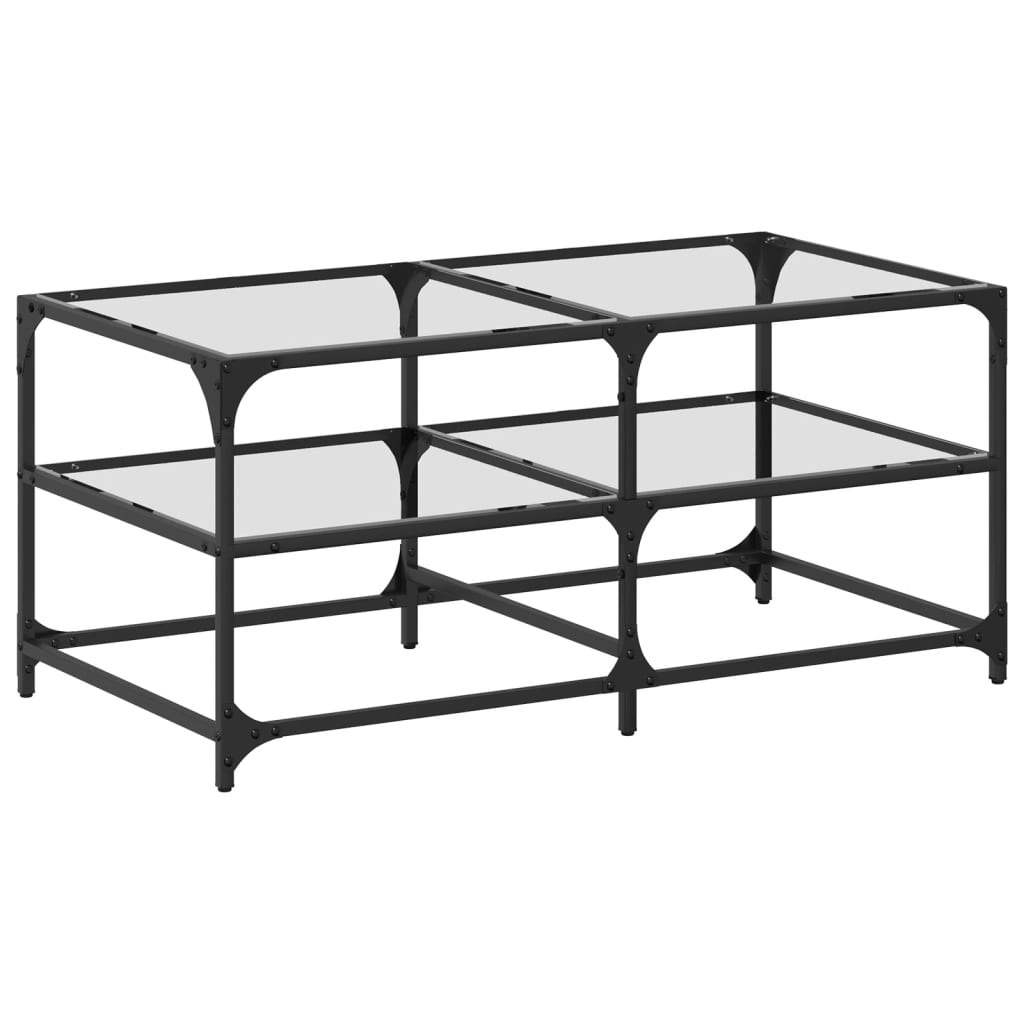 VidaXL Salontafel met transparant glazen blad 98,5x50x45 cm staal