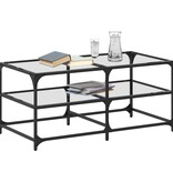 VidaXL Salontafel met transparant glazen blad 98,5x50x45 cm staal