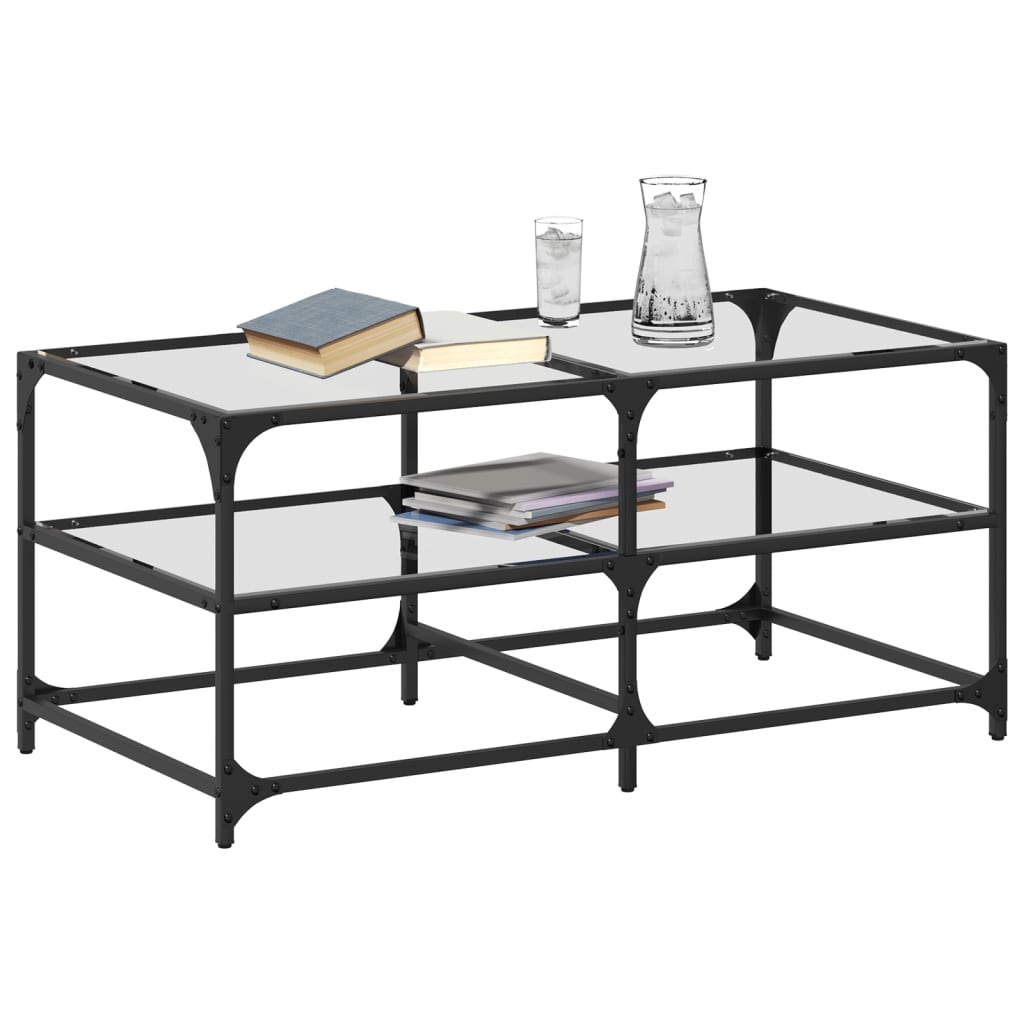 VidaXL Salontafel met transparant glazen blad 98,5x50x45 cm staal