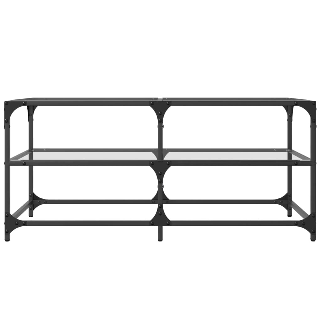 VidaXL Salontafel met transparant glazen blad 98,5x50x45 cm staal