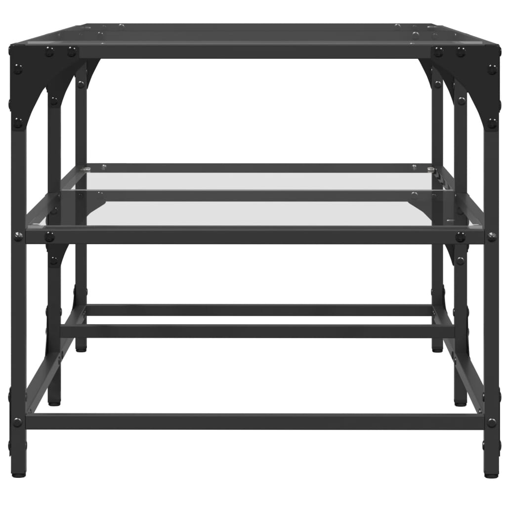 VidaXL Salontafel met transparant glazen blad 98,5x50x45 cm staal