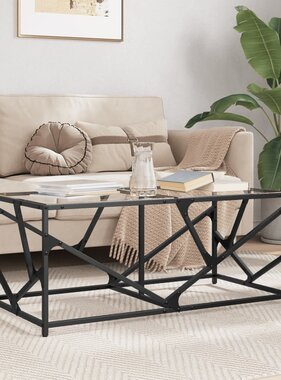 VidaXL Salontafel met transparant glazen blad 98,5x50x41 cm staal