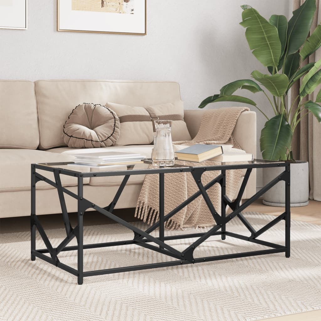 VidaXL Salontafel met transparant glazen blad 98,5x50x41 cm staal