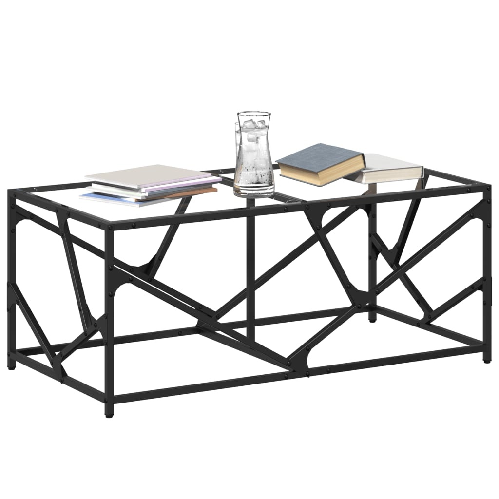 VidaXL Salontafel met transparant glazen blad 98,5x50x41 cm staal