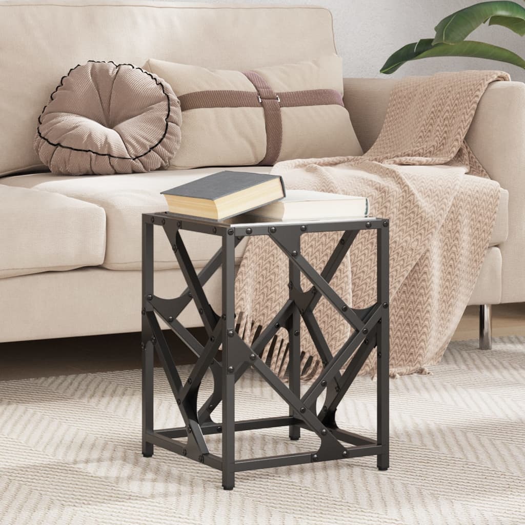 VidaXL Salontafel met zwart glazen blad 30x30x41 cm staal