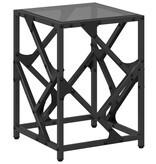 VidaXL Salontafel met zwart glazen blad 30x30x41 cm staal
