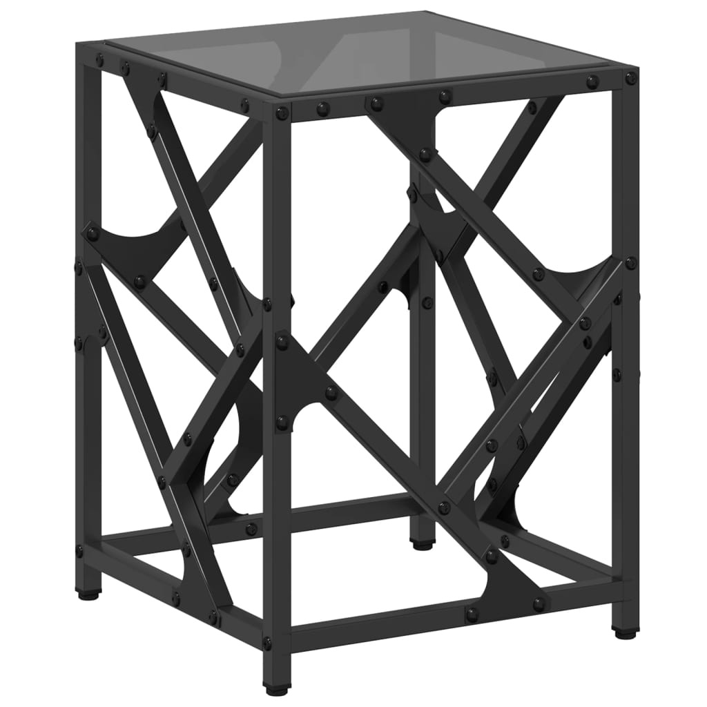 VidaXL Salontafel met zwart glazen blad 30x30x41 cm staal
