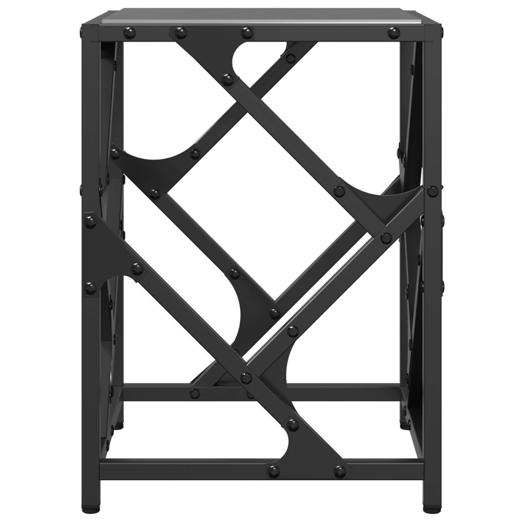 VidaXL Salontafel met zwart glazen blad 30x30x41 cm staal