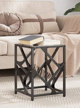 VidaXL Salontafel met transparant glazen blad 30x30x41 cm staal