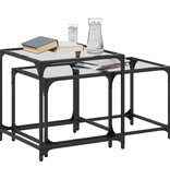 VidaXL 2-delige Tafeltjesset met transparant glazen blad staal
