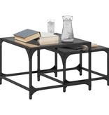 VidaXL 2-delige Tafeltjesset met zwart glazen blad staal