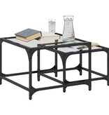 VidaXL 2-delige Tafeltjesset met transparant glazen blad staal