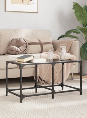 VidaXL Salontafel met zwart glazen blad 78,5x40x40 cm staal