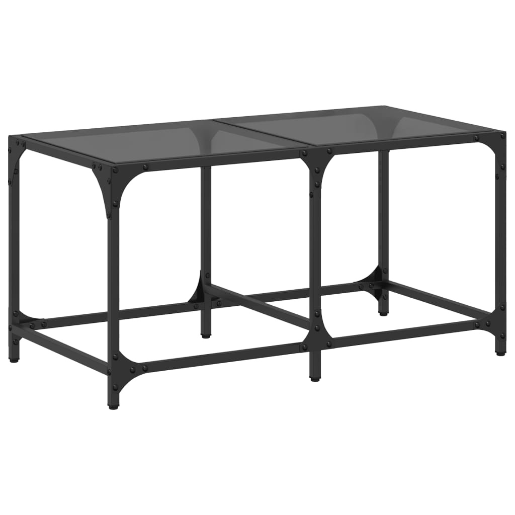 VidaXL Salontafel met zwart glazen blad 78,5x40x40 cm staal