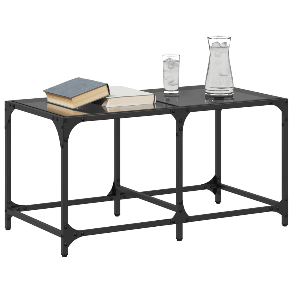VidaXL Salontafel met zwart glazen blad 78,5x40x40 cm staal