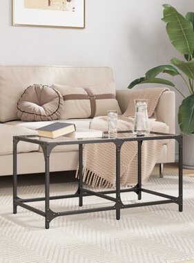VidaXL Salontafel met transparant glazen blad 78,5x40x40 cm staal