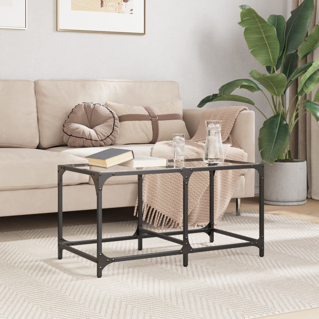 VidaXL Salontafel met transparant glazen blad 78,5x40x40 cm staal