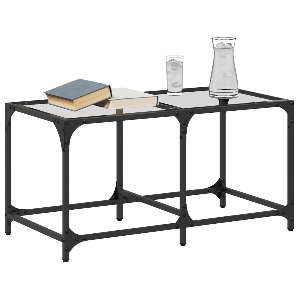 VidaXL Salontafel met transparant glazen blad 78,5x40x40 cm staal