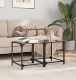 VidaXL Salontafels 2 st met zwart glazen blad 40x40x40 cm staal