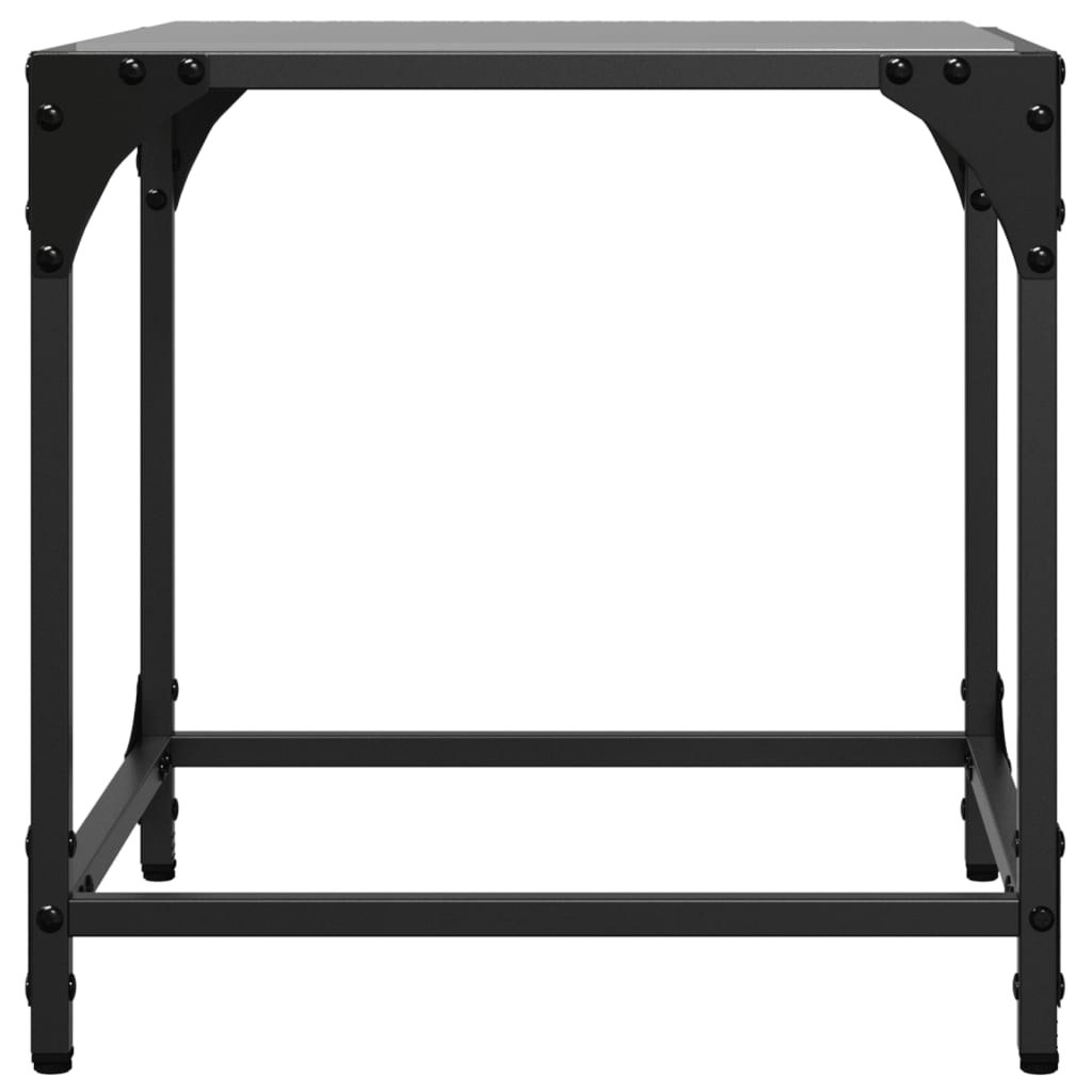 VidaXL Salontafels 2 st met zwart glazen blad 40x40x40 cm staal