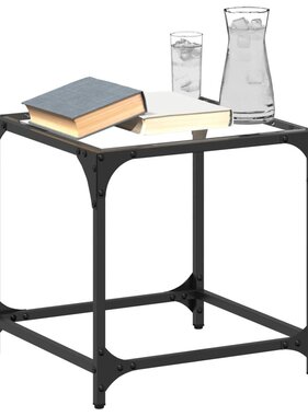 VidaXL Salontafels 2 st met transparant glazen blad 40x40x40 cm staal