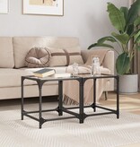 VidaXL Salontafels 2 st met transparant glazen blad 40x40x40 cm staal